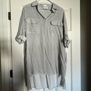 Grey and white striped tunic from Red Dress Boutique